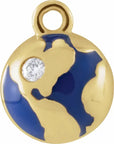 Natural Diamond Blue Enamel Globe Dangle