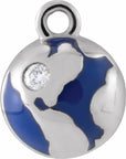 Natural Diamond Blue Enamel Globe Dangle