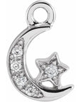 Natural Diamond Petite Pave' Moon and Star Dangle