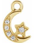 Natural Diamond Petite Pave' Moon and Star Dangle