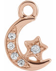 Natural Diamond Petite Pave' Moon and Star Dangle