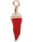 Natural Diamond Red Enamel Chili Dangle