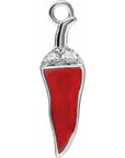 Natural Diamond Red Enamel Chili Dangle