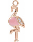 Natural Diamond Pink Enamel Flamingo Dangle