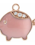 Natural Diamond Pink Enamel Pig Dangle