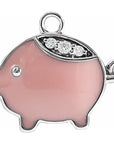Natural Diamond Pink Enamel Pig Dangle