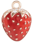 Natural Diamond Red Enamel Strawberry Dangle