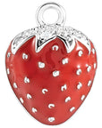Natural Diamond Red Enamel Strawberry Dangle