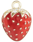 Natural Diamond Red Enamel Strawberry Dangle