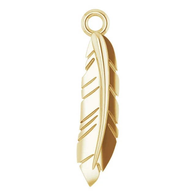 14K Feather Dangle