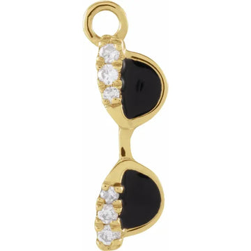 Natural Diamond Black Enamel Sunglasses Dangle