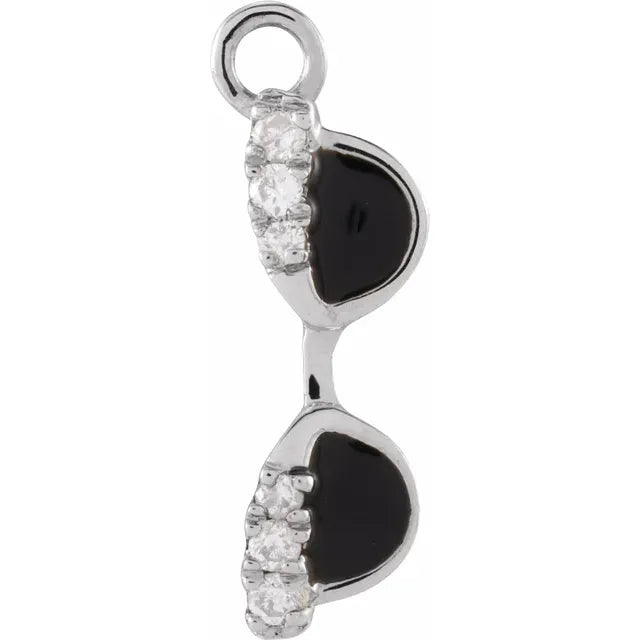 Natural Diamond Black Enamel Sunglasses Dangle