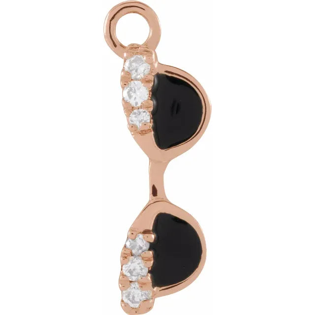 Natural Diamond Black Enamel Sunglasses Dangle