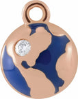 Natural Diamond Blue Enamel Globe Dangle