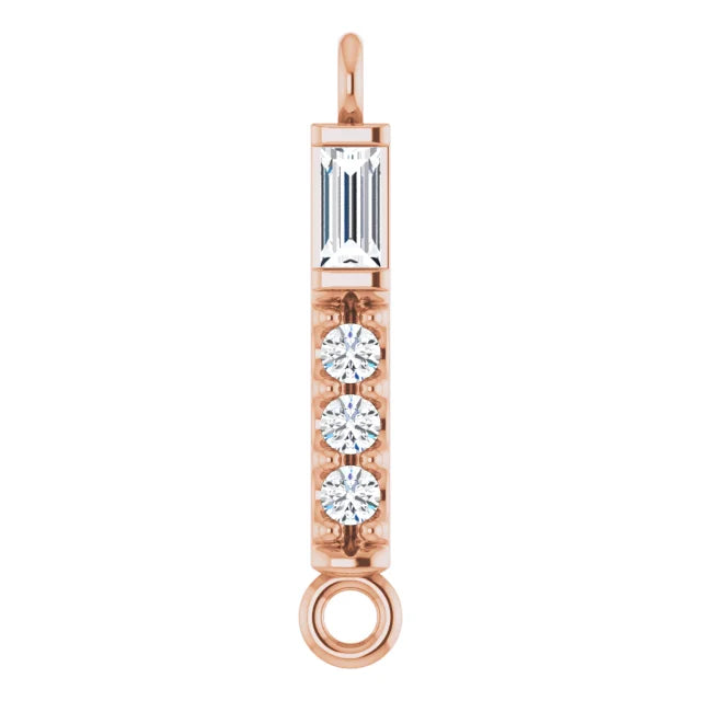 14K Natural Diamond Bar Link