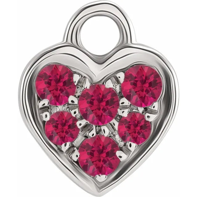 Natural Gemstone Petite Pavé Heart Dangle