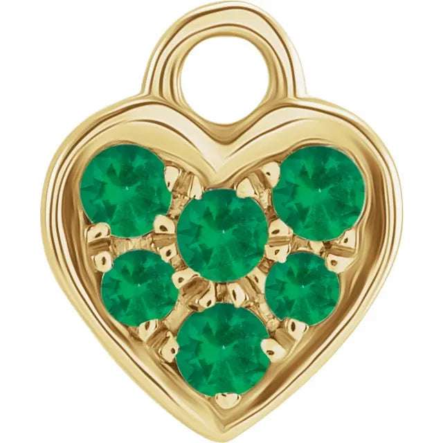 Natural Gemstone Petite Pavé Heart Dangle