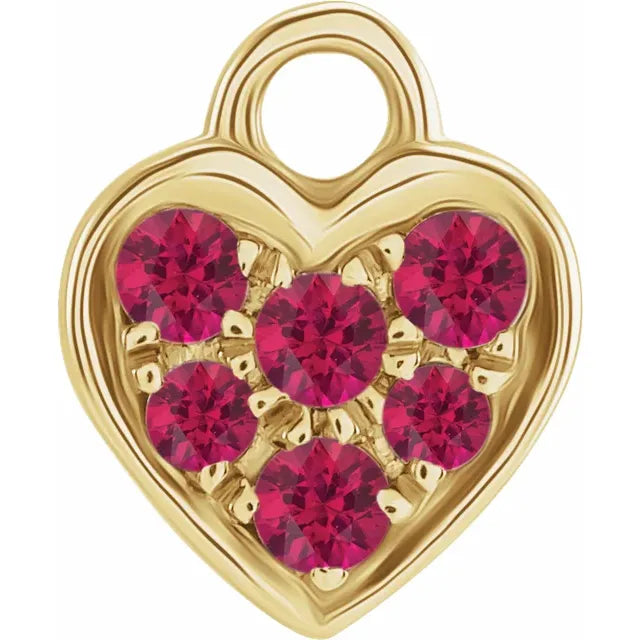 Natural Gemstone Petite Pavé Heart Dangle