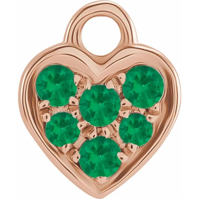 Natural Gemstone Petite Pavé Heart Dangle