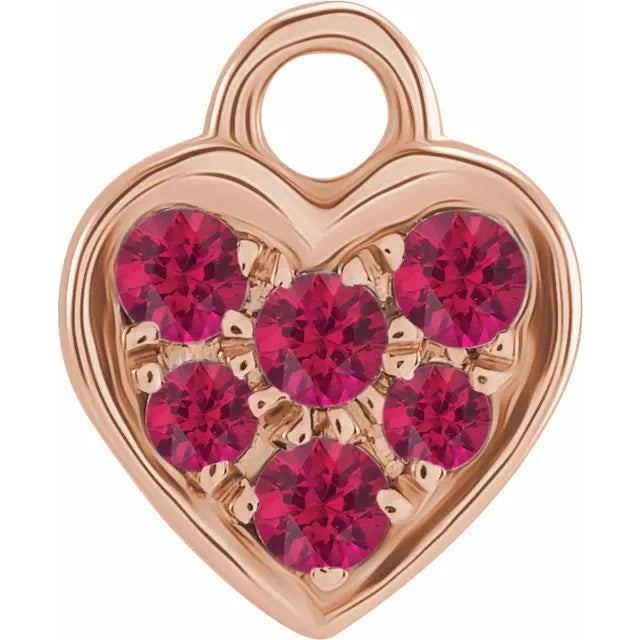 Natural Gemstone Petite Pavé Heart Dangle