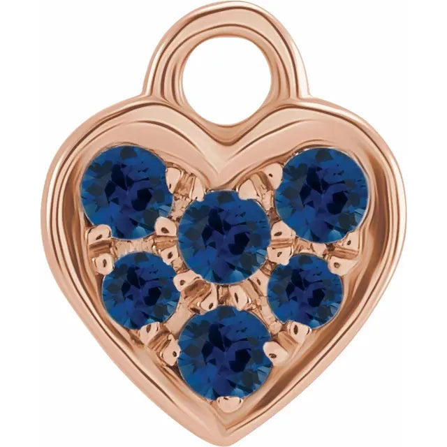 Natural Gemstone Petite Pavé Heart Dangle