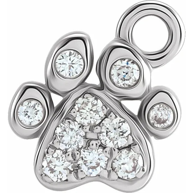 Natural Diamond Petite Paw Print Dangle