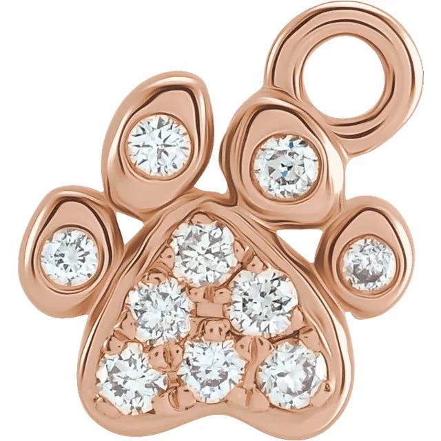 Natural Diamond Petite Paw Print Dangle