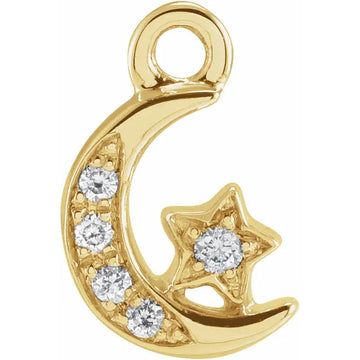 Natural Diamond Petite Pave' Moon and Star Dangle