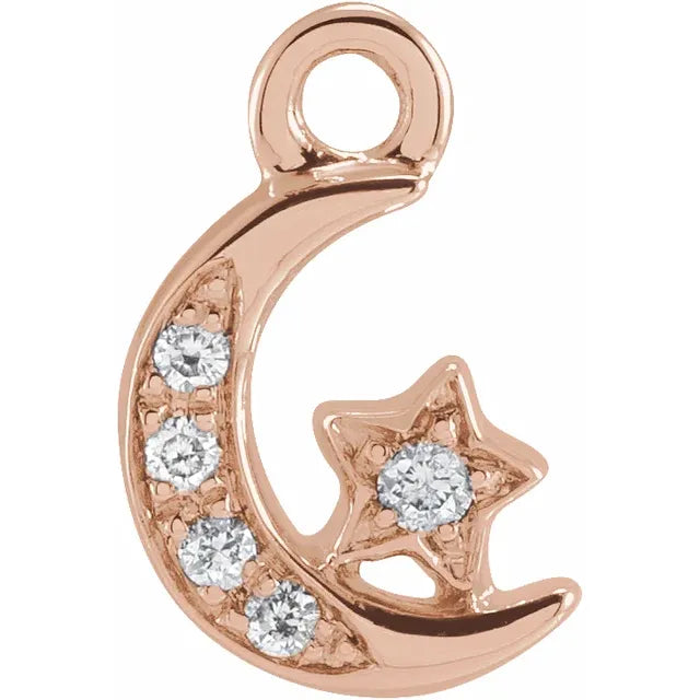 Natural Diamond Petite Pave' Moon and Star Dangle