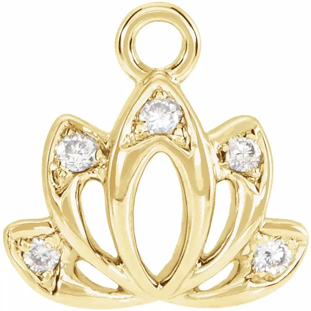 Natural Diamond Lotus Flower Dangle