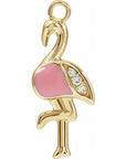 Natural Diamond Pink Enamel Flamingo Dangle