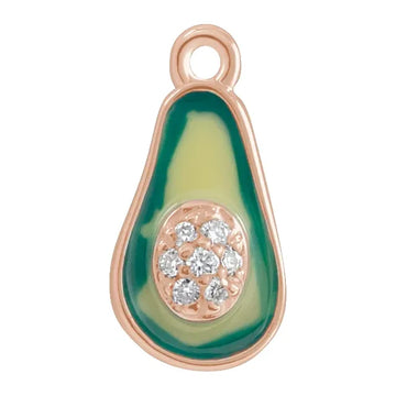 Natural Diamond Green Enamel Avocado Dangle