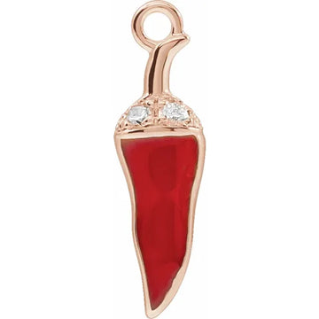 Natural Diamond Red Enamel Chili Dangle