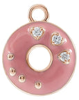 Natural Diamond Pink Enamel Donut Dangle