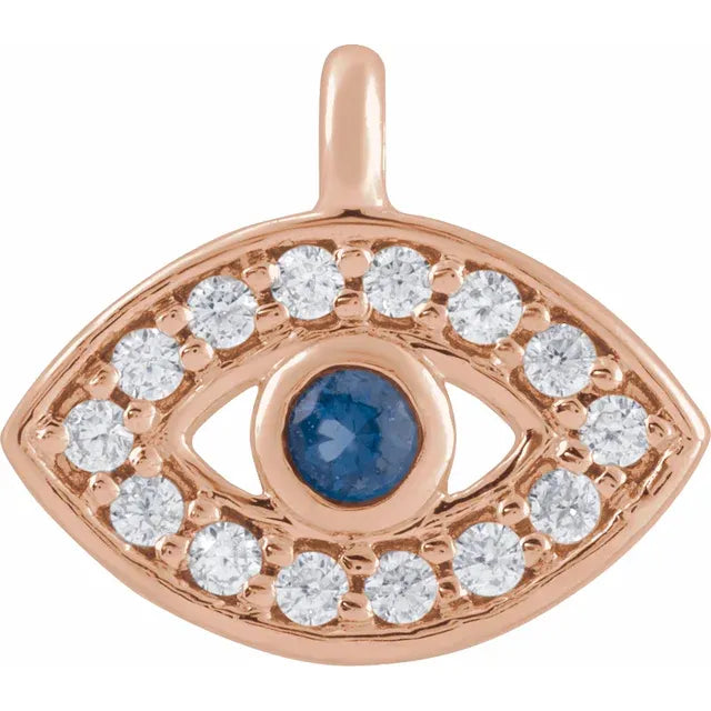 Natural Blue Sapphire & Natural Diamond Evil Eye Dangle