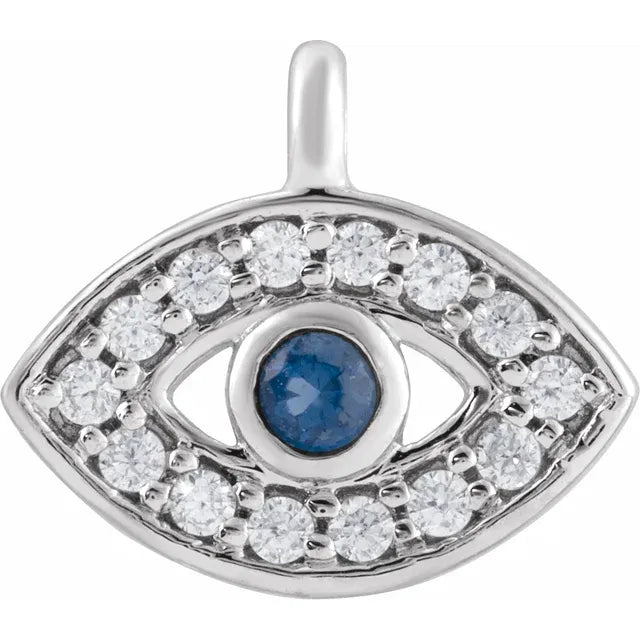 Natural Blue Sapphire & Natural Diamond Evil Eye Dangle