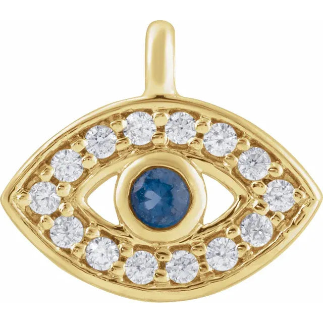 Natural Blue Sapphire & Natural Diamond Evil Eye Dangle