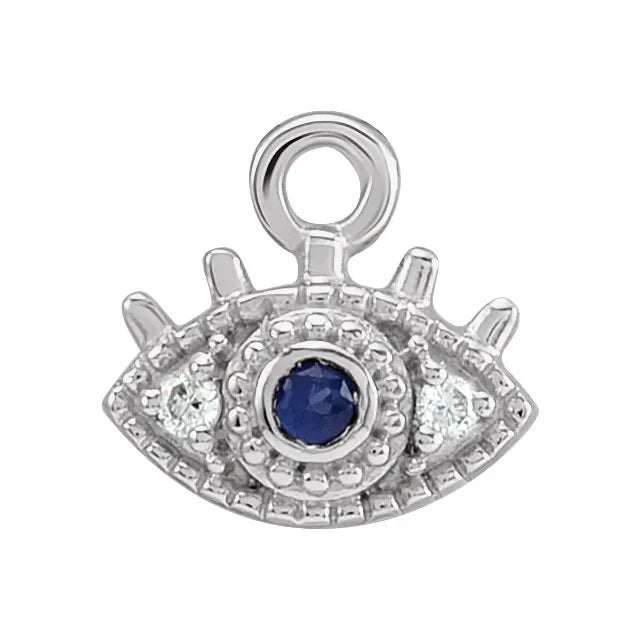 Natural Blue Sapphire & Natural Diamond Evil Eye Dangle
